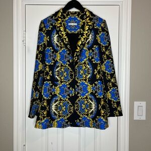 Alice + Olivia Black and Blue Baroque Blazer